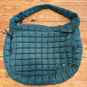 Free People Green Quilted Shoulder Bag with Crescent Design